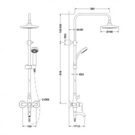 Shower Tap Contemporary Waterfall / Sidespray Brass Painting